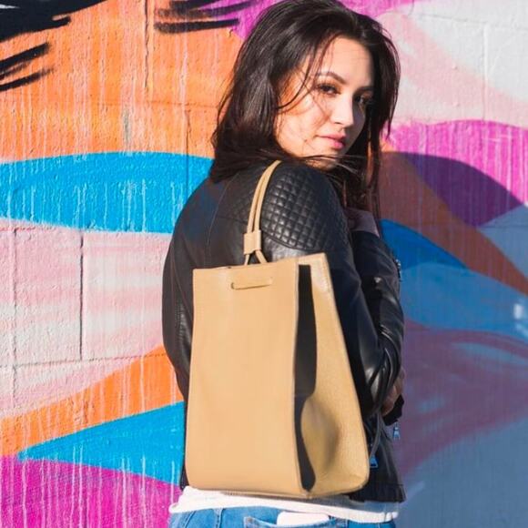 ELT Collective Taupe Woodland Leather Convertible Backpack Crossbody Nashville